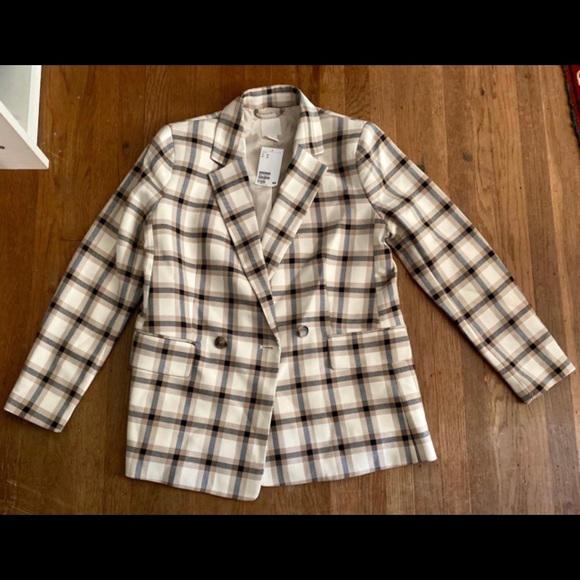 Double-breasted blazer — Plaid/beige - Picture 5 of 6